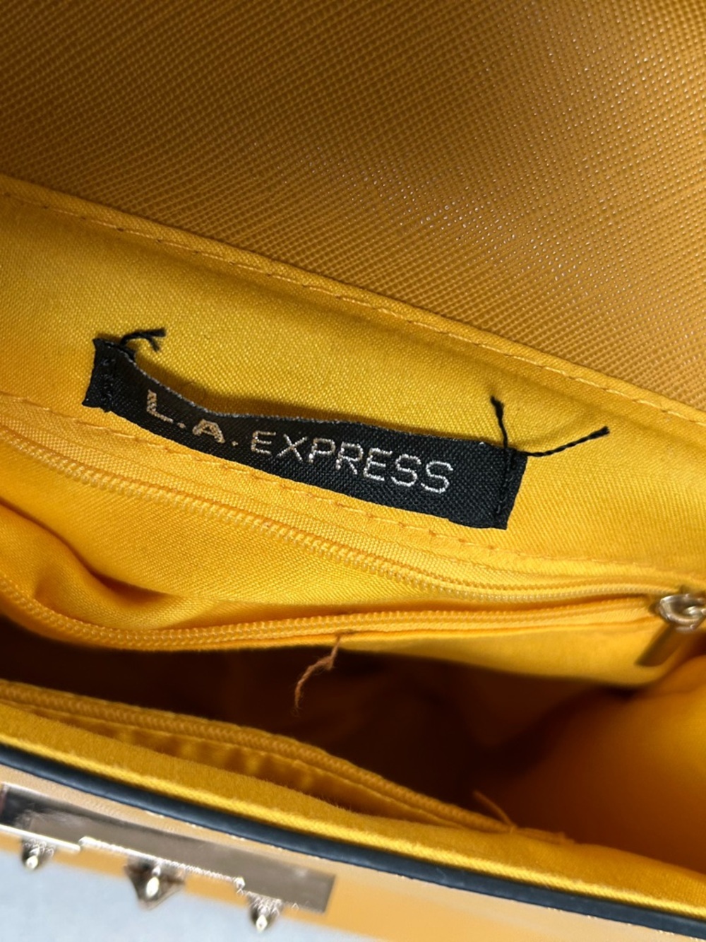 Mustard Yellow Crossbody Bag with Gold Turn-Lock - Picture 5 of 5